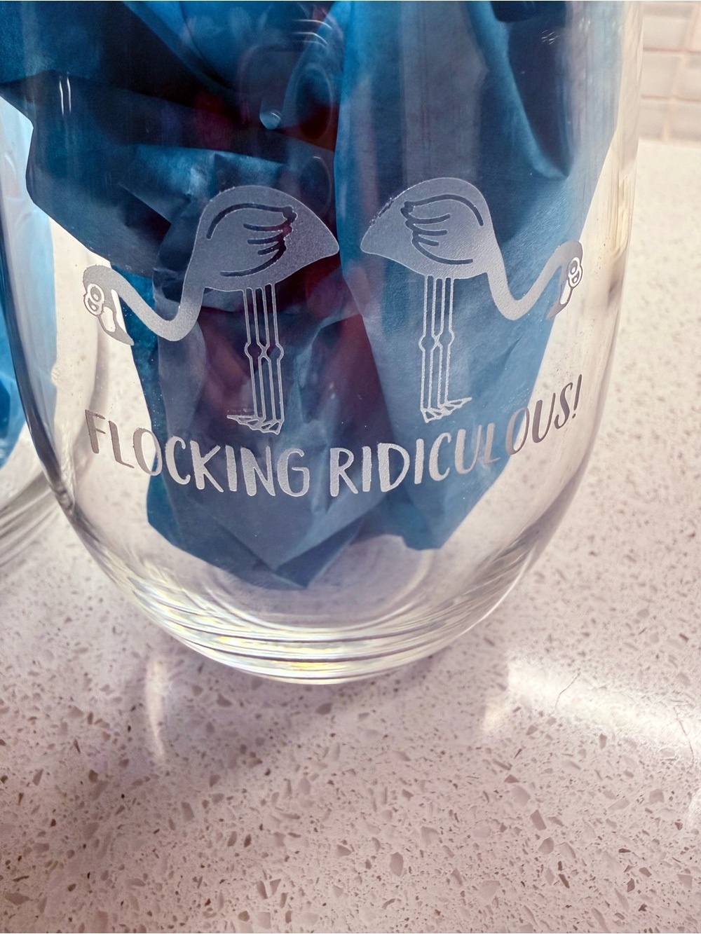 🦩Stemless Wine Glass Set with Flamingos 🦩 - Picture 4 of 7